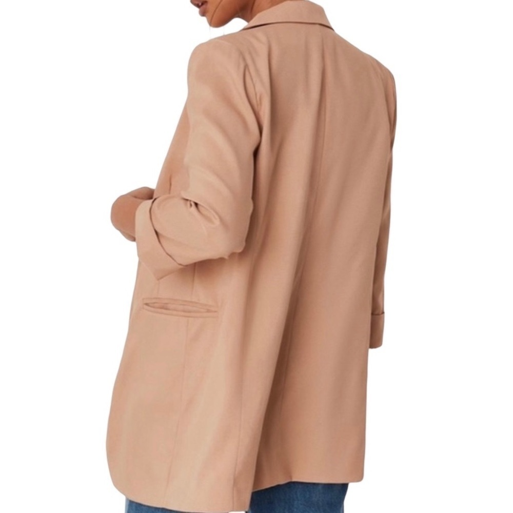 Missguided Oversized Boyfriend Camel Colored Fully Lined Open Front Blazer - Picture 5 of 15
